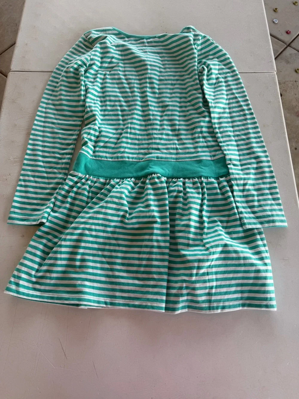 GAPKIDS Girls Teal & White Striped Long-Sleeve Dress